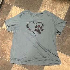 SHEIN Blue T-Shirt with Heart and Paw Print women’s xl